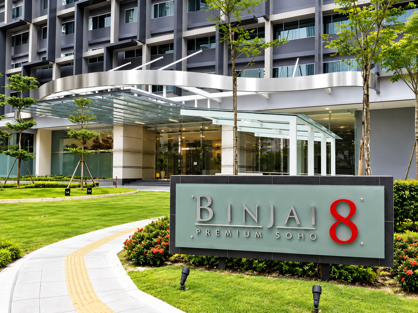 Binjai 8 Premium SOHO entrance and landscaped grounds