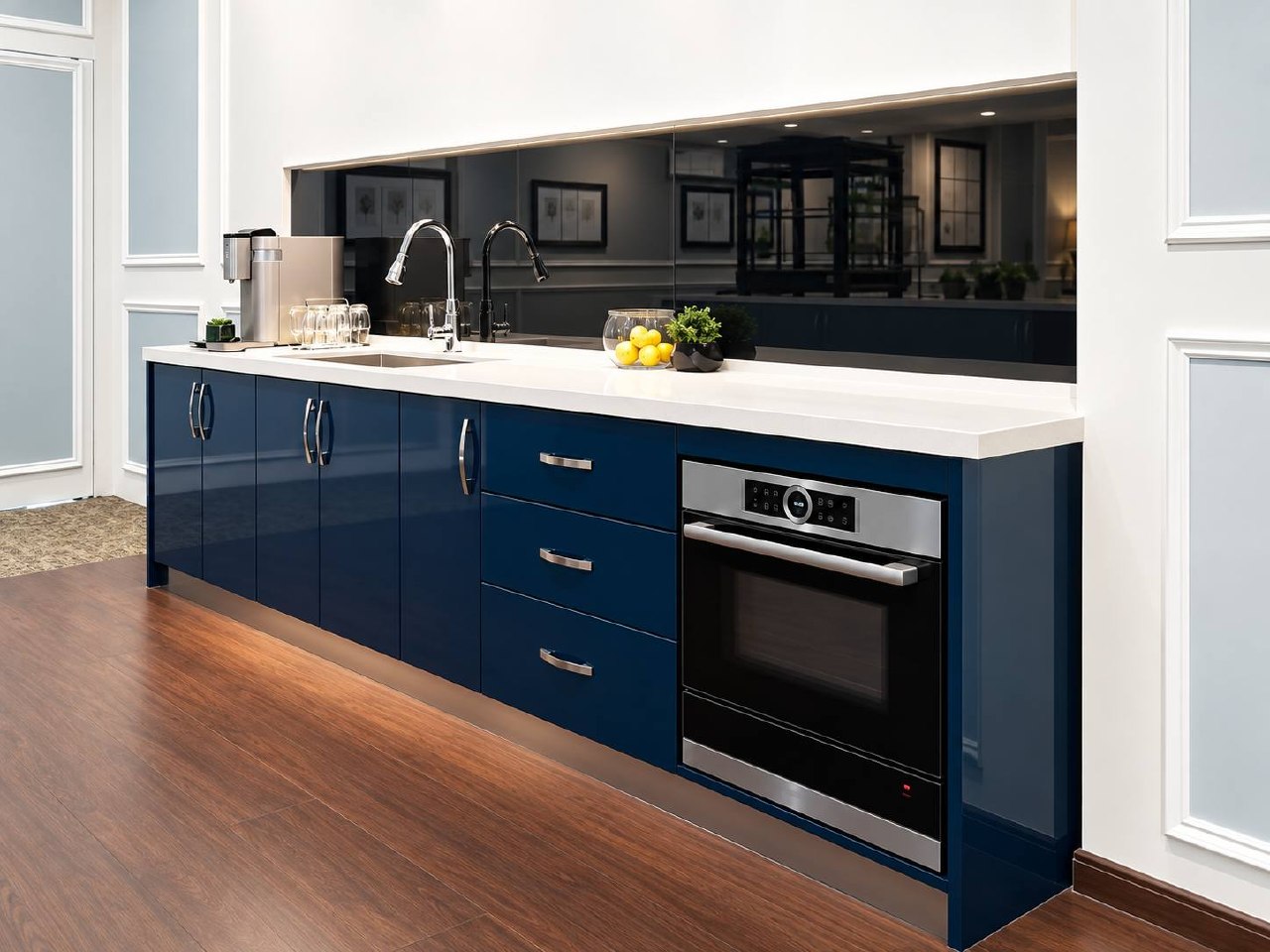 NebNex dark blue counter with built-in oven