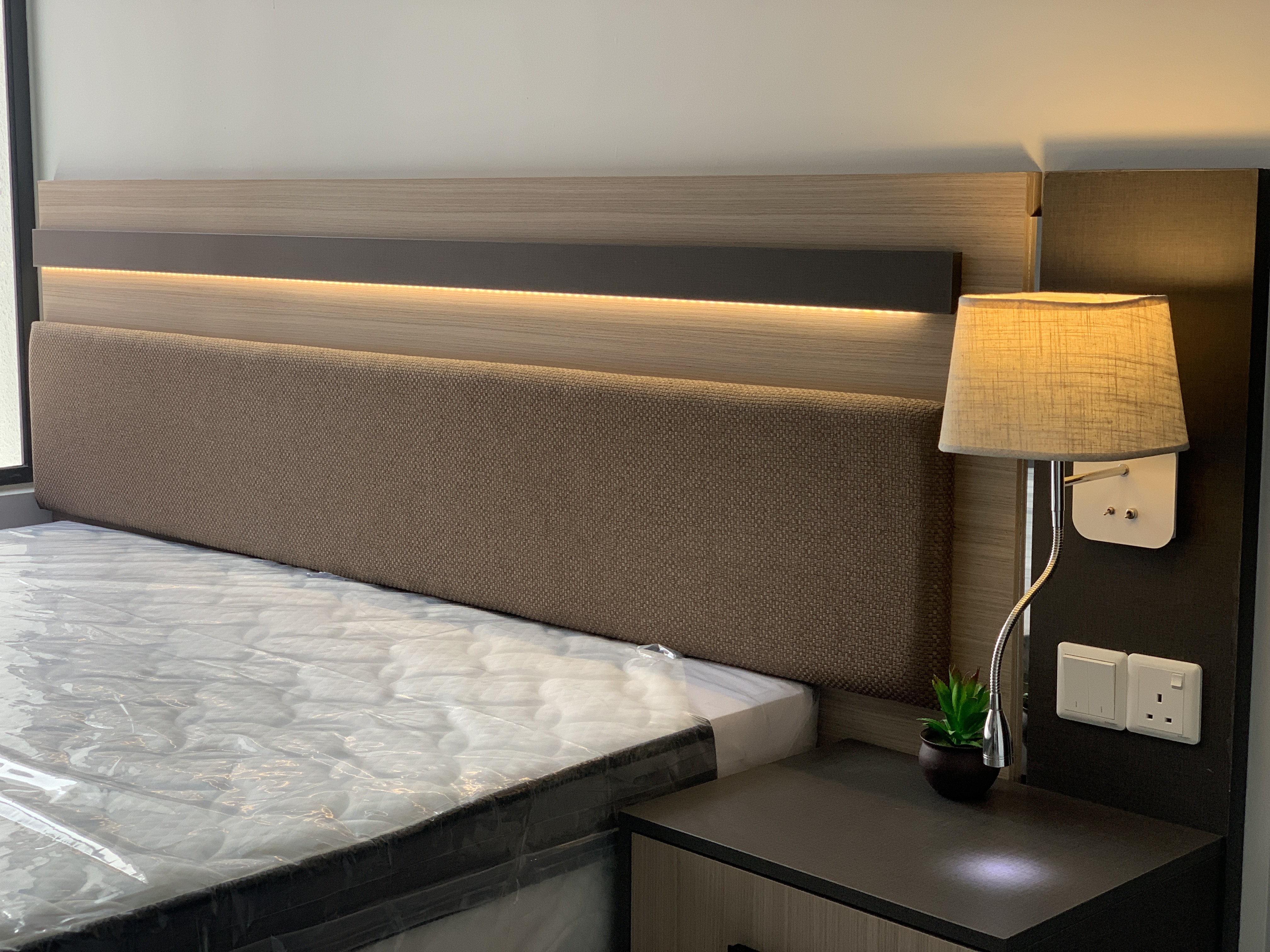 The Birch illuminated upholstered headboard